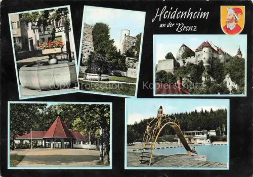 AK / Ansichtskarte HEIDENHEIM Brenz BW Wedelbrunnen Brunnenhof Schloss-Hellenstein Naturtheater Waldbad Freibad