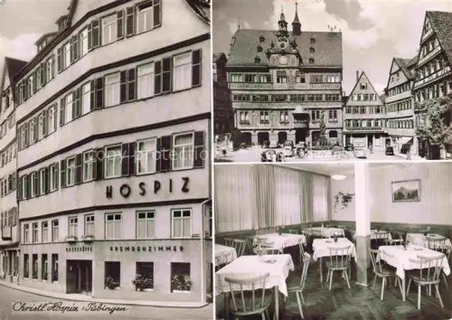 AK / Ansichtskarte Derendingen  TueBINGEN BW Hospiz Gaststaette Fremdenzimmer Neckarhalde Rathaus Fachwerk Marktplatz Speisesaal