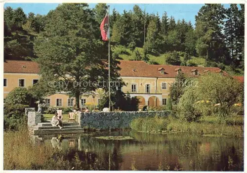 AK / Ansichtskarte Bad Wimsbach-Neydharting Oberoesterreich AT Moorbad Kurhaus Teich Garten Flagge Wald Liegestuehle
