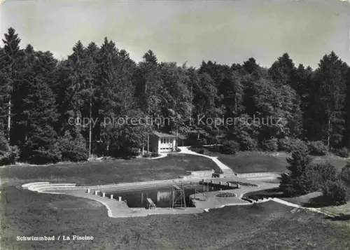 AK / Ansichtskarte Magglingen Macolin BIEL Bienne BE Schwimmbad Sportschule Eidgenoessisch Schwimmbecken Wald Sprungturm