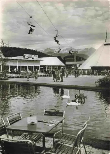 AK / Ansichtskarte LUZERN  LU Schweizerische-Ausstellung Landwirtschaft Gartenbau Forstwirtschaft Seilbahn Schwaene Teich Fischer-Stube Berge