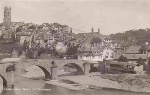 AK / Ansichtskarte Freiburg Fribourg FR Vue-de-l Oelberg Steinbruecke Saane Kathedrale Altstadt Haeuser Bruecke
