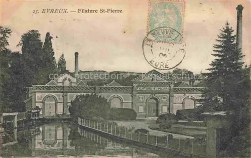 AK / Ansichtskarte EVREUX 27 Eure Filature-St-Pierre Spinnerei Fabrik Schornstein Kanal Industriegebaeude Baeume