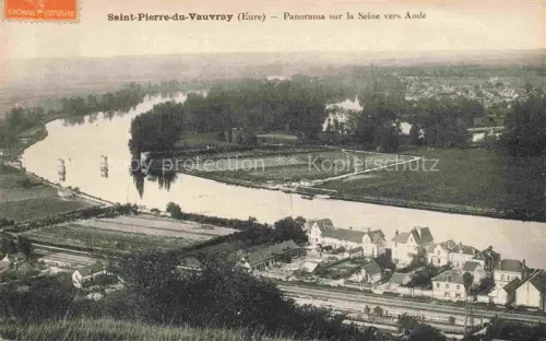 AK / Ansichtskarte Saint-Pierre-du-Vauvray 27 Eure Seine Andé Fluss Panorama Haeuser Felder Baeume Ortschaft Vogelperspektive