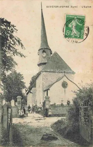 AK / Ansichtskarte Saint-Victor-d Epine L Eglise Kirchturm Friedhof Kirchenmauer Dorfbewohner Baeume