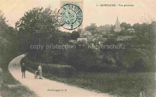 AK / Ansichtskarte Montaure LES ANDELYS 27 Eure Dorf Kirche Weg Baeume Buesche Personen Kinderwagen Huegel