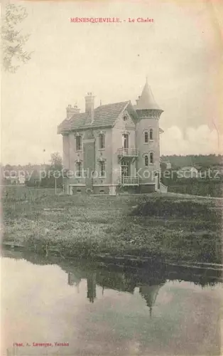 AK / Ansichtskarte Menesqueville LES ANDELYS 27 Eure Le-Chalet Weiher Villa Turm Spiegelung Landhaus Wiese