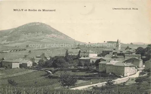 AK / Ansichtskarte Milly-Lamartine MACON 71 Saone-et-Loire Roche-de-Montsard Dorf Weinberge Kirchturm Huegel Felder Panorama