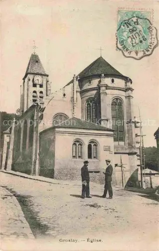 AK / Ansichtskarte Groslay SARCELLES 95 Val-d Oise Eglise Kirchturm Apsis Pflastergasse Passanten