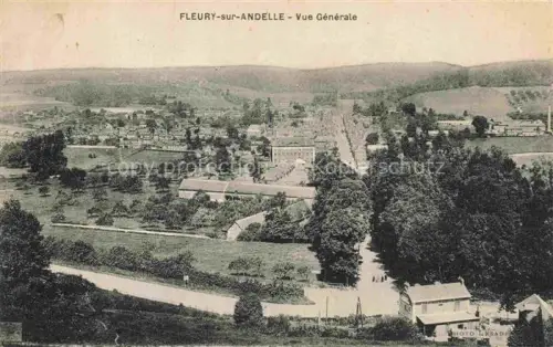 AK / Ansichtskarte Fleury-sur-Andelle LES ANDELYS 27 Eure Stadtpanorama Vogelblick Andelle Tal Baeume Felder Fabrik