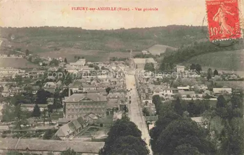 AK / Ansichtskarte Fleury-sur-Andelle LES ANDELYS 27 Eure Vue-générale Dorfpanorama Kirche Hauptstrasse Huegel Baeume