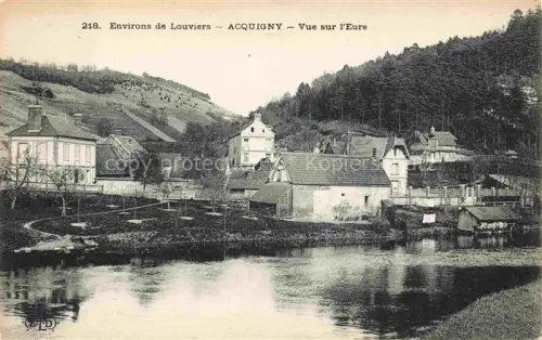 AK / Ansichtskarte Acquigny Les Andelys 27 Eure Vue-sur-l Eure Fluss Muehle Haeuser Huegel Wald Spiegelung