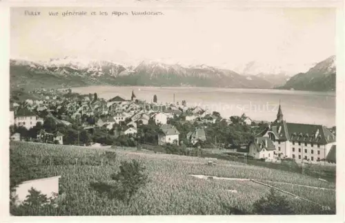 AK / Ansichtskarte Pully Lausanne VD Alpes-Vaudoises Weinberge Stadtpanorama See Kirche Berge Schnee