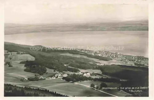 AK / Ansichtskarte Montmollin Val-de-Ruz NE Neuenburgersee Luftbild Felder Wald Dorf Rochefort La-Chenille