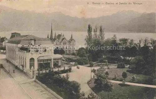AK / Ansichtskarte VEVEY VD Casino Jardin-du-Rivage Genfersee Park Baeume Schloss Seepromenade