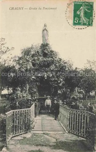 AK / Ansichtskarte Chagny Chalon-sur-Saone 71 Saone-et-Loire Grotte-du-Pensionnat Marienfigur Bruecke Kinder Gelaender Grotte Schule