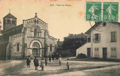 AK / Ansichtskarte Aze MACON 71 Saone-et-Loire Place-de-l Église Kirche Kinder Platz Romanische-Kirche