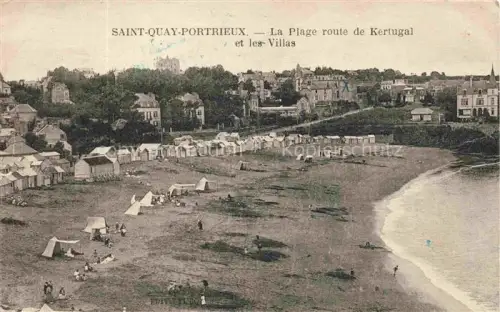 AK / Ansichtskarte Saint-Quay-Portrieux 22 Cotes-d Armor La-Plage Route-de-Kertugal Villen Strand Badekabinen Zelte Badegaeste Meer