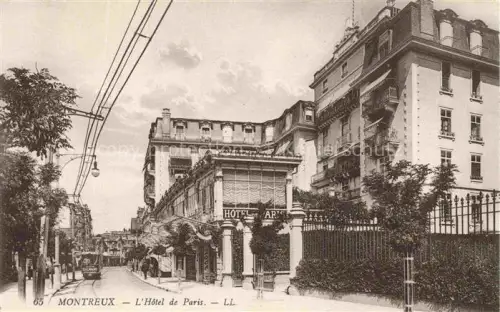AK / Ansichtskarte MONTREUX  VD Hôtel-de-Paris Strassenbahn Strasse Gebaeude Strassenszene
