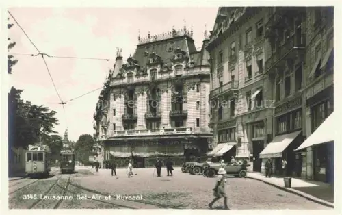 AK / Ansichtskarte LAUSANNE VD Bel-Air Kursaal Tram Strassenbahn Autos Passanten Banque-Change Jugendstil