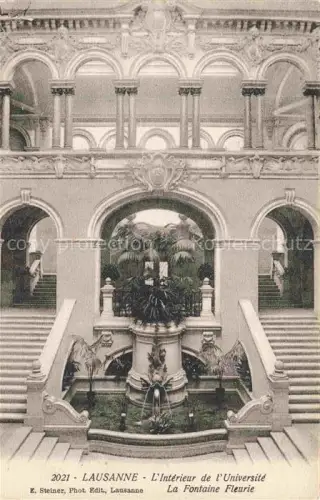 AK / Ansichtskarte LAUSANNE VD Université Fontaine-Fleurie Treppenhaus Brunnen Palme Innenraum Arkaden