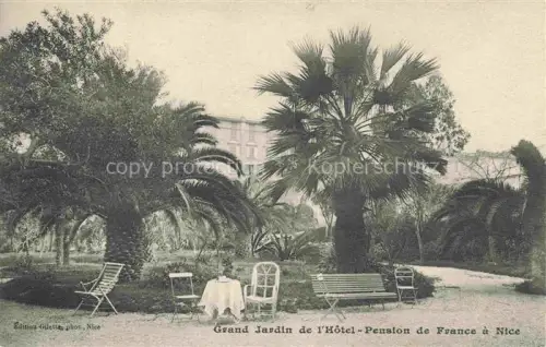 AK / Ansichtskarte NICE   Nizza 06 Alpes-Maritimes Hôtel-Pension-de-France Garten Palmen Sitzgruppe Stuehle Bank Baeume