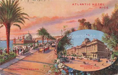 AK / Ansichtskarte NICE   Nizza 06 Alpes-Maritimes Atlantic-Hotel Promenade-des-Anglais Boulevard-Victor-Hugo Palmen Strassenszene Kutsche Meer Casino
