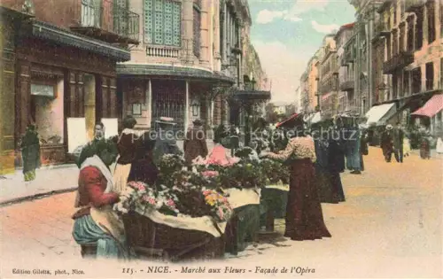 AK / Ansichtskarte NICE   Nizza 06 Alpes-Maritimes Marché-aux-Fleurs Façade-de-l Opéra Blumenmarkt Strassenszene Haendlerinnen Passanten Geschaefte