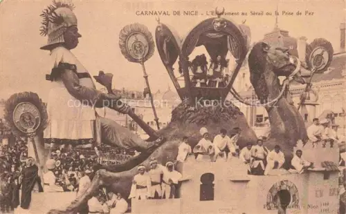 AK / Ansichtskarte NICE   Nizza 06 Alpes-Maritimes Carnaval-de-Nice L Enlèvement-au-Sérail Prise-de-Fez Karnevalswagen Figuren Zuschauer orientalisch