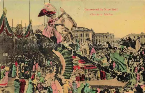AK / Ansichtskarte NICE   Nizza 06 Alpes-Maritimes Carnaval Festwagen Char-de-la-Musique Menschenmenge Handkoloriert Figuren Festumzug