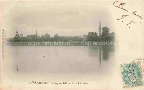 AK / Ansichtskarte Fontaine-Simon Nogent-le-Rotrou 28 Eure-et-Loir Etang-des-Billettes Balastière Teich Kirche Dorf Baeume Spiegelung