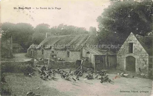 AK / Ansichtskarte Beg-Meil Fouesnant Quimper 29 Finistere Ferme-de-la-Plage Bauernhof Huehner Strohdach Steingebaeude Gehoeft Bretagne