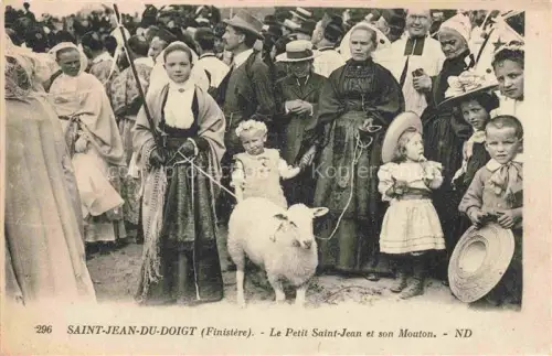 AK / Ansichtskarte Saint-Jean-du-Doigt Morlaix 29 Finistere Petit-Saint-Jean Mouton Schaf Tracht Bretonin Menschenmenge Kinder religioese-Feier