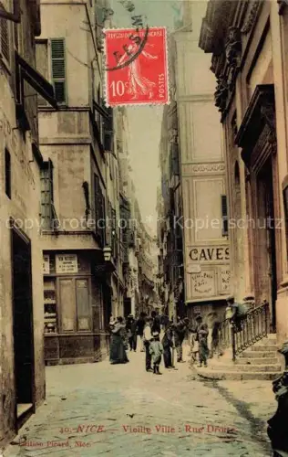 AK / Ansichtskarte NICE   Nizza 06 Alpes-Maritimes Rue-Droite Vieille-Ville Gasse Caves Passanten Geschaefte handkoloriert