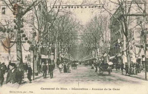 AK / Ansichtskarte NICE   Nizza 06 Alpes-Maritimes Avenue-de-la-Gare Carnaval Dekoration Lampions Kutschen Allee Festschmuck