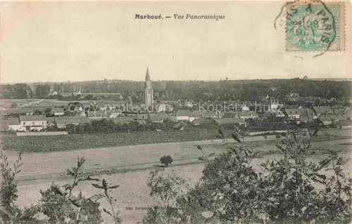 AK / Ansichtskarte Marboue Chateaudun 28 Eure-et-Loir Kirche Daecher Felder Baeume Ortschaft Kirchturm