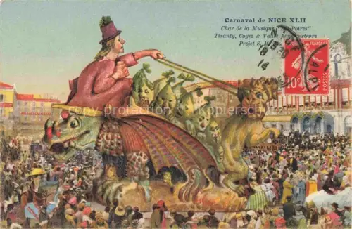 AK / Ansichtskarte NICE   Nizza 06 Alpes-Maritimes Karneval Festwagen Musik Drachen Loewe Masken Menschenmenge