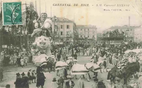 AK / Ansichtskarte NICE   Nizza 06 Alpes-Maritimes Karneval Festumzug Narr Loewe Pferde Menschenmenge Platz Prachtgebaeude
