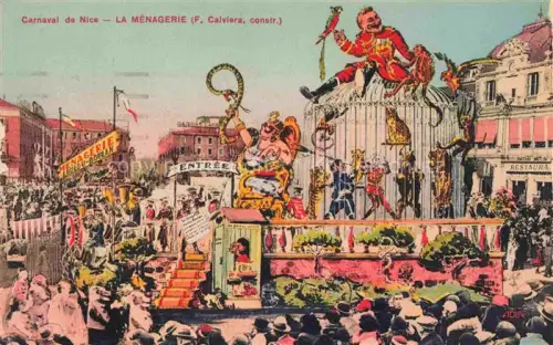 AK / Ansichtskarte NICE   Nizza 06 Alpes-Maritimes Karneval Festwagen Menagerie Kaefig Tiere Dompteur Menschenmenge