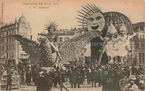 AK / Ansichtskarte NICE   Nizza 06 Alpes-Maritimes Carnaval Festwagen Adler Sonne Pierrot Narr Menschenmenge Place