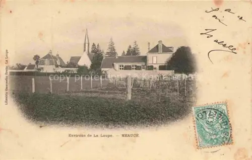 AK / Ansichtskarte Meauce Nogent-le-Rotrou 28 Eure-et-Loir Kirche Dorf Kirchturm Felder Baeume Wohnhaeuser Garten