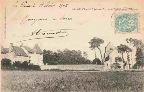 AK / Ansichtskarte Le Puiset CHARTRES 28 Eure-et-Loir Eglise Château Mauern Felder Baeume