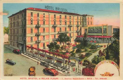 AK / Ansichtskarte NICE   Nizza 06 Alpes-Maritimes Hotel-Bristol Relais-Fleuri Avenue-Notre-Dame Restaurant Gartenanlage Autos Palmen