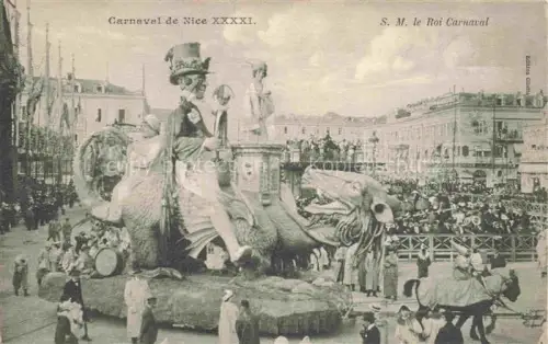 AK / Ansichtskarte NICE   Nizza 06 Alpes-Maritimes Carnaval S-M-le-Roi-Carnaval Festwagen Elefant Karnevalsfigur Menschenmenge Platz