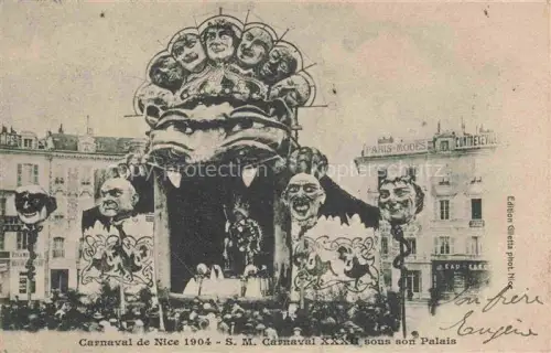 AK / Ansichtskarte NICE   Nizza 06 Alpes-Maritimes Carnaval Karnevalswagen Masken Figuren Festwagen Palais Menschenmenge