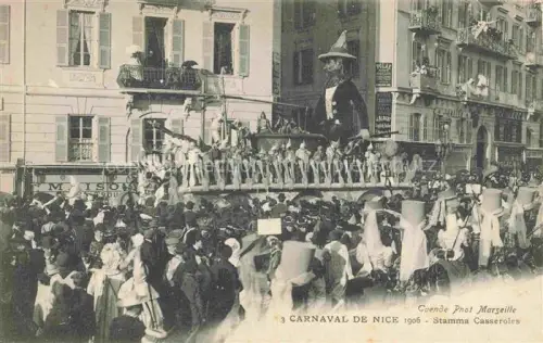 AK / Ansichtskarte NICE   Nizza 06 Alpes-Maritimes Carnaval Festwagen Stamma-Casseroles Riesenfigur Menschenmenge Zuschauer Maison