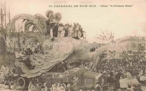 AK / Ansichtskarte NICE   Nizza 06 Alpes-Maritimes Carnaval Festwagen Char-L Oiseau-Bleu Vogel Figuren Menschenmenge Auto