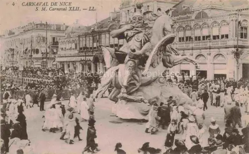 AK / Ansichtskarte NICE   Nizza 06 Alpes-Maritimes Carnaval-XLII Sa-Majeste-Carnaval Umzugswagen Riesenfigur Pferd Menschenmenge Casino Tribuene