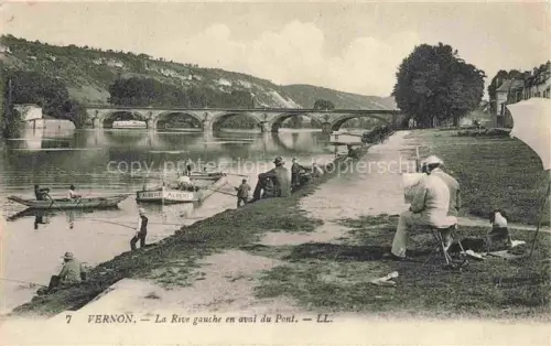 AK / Ansichtskarte Vernon  Evreux 27 Eure Rive-gauche Pont Seine Maler Angler Ruderboot Flussufer Klippen