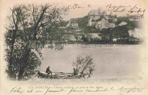 AK / Ansichtskarte Les Andelys 27 Eure Château-Gaillard Port-Morin Seine Ruderboot Felsen Burg Fluss Klippen